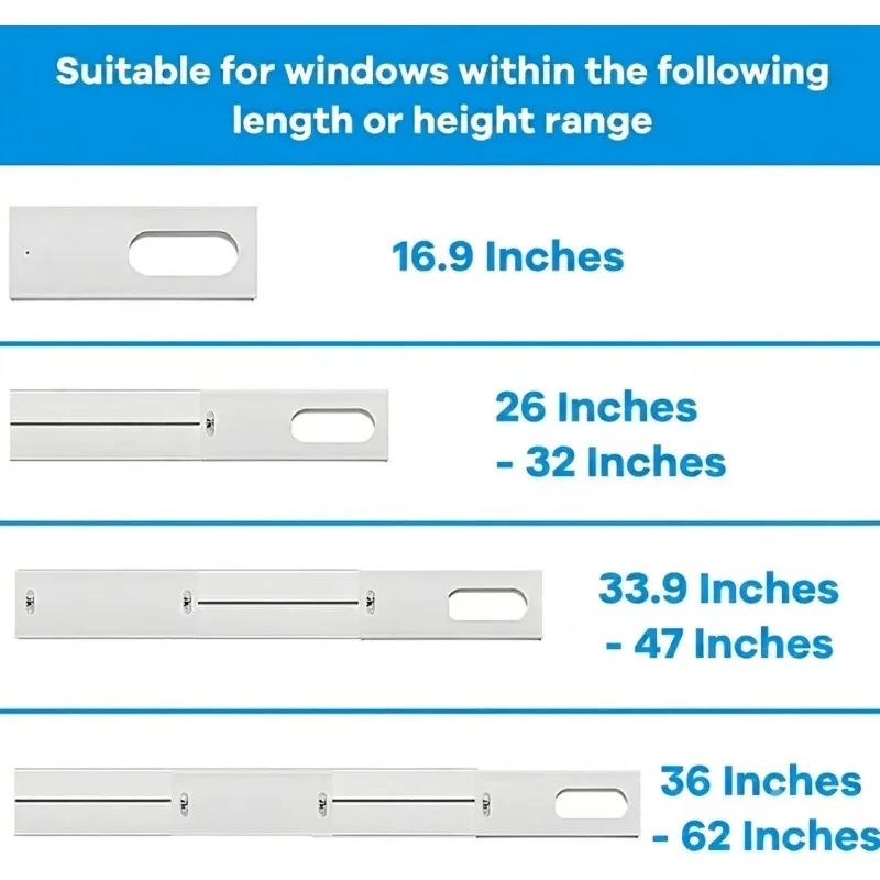 Portable Air Conditioner Window Vent Kit Adjustable Seal Panel for 5.9In AC Exhaust Hose Vertical/Horizontal Sliding Window