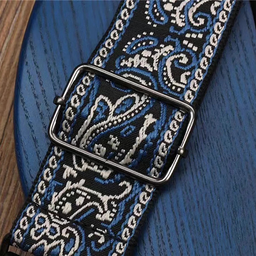 Guitar Strap for Acoustic Electric Bass Guitars Ukuleles Jacquard Weave Embroidered Adjustable with Lock Pick Button Neck Strap