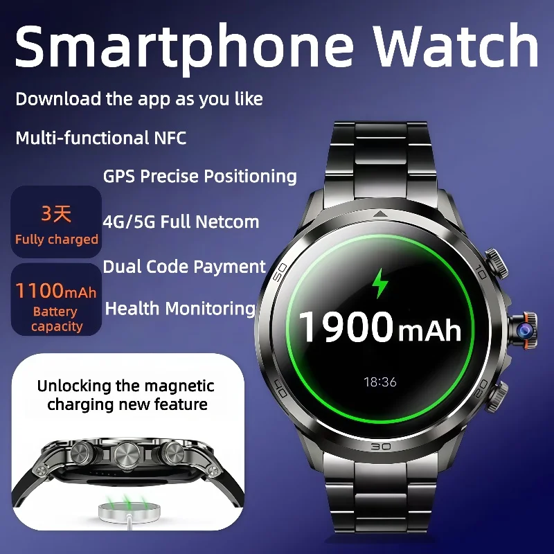 

H19 Smart Watch Men HD AMOLED Screen GPS Motion trajectory HeartRate Bluetooth Call 1.95" SmartWatch 190° Rotary Camera