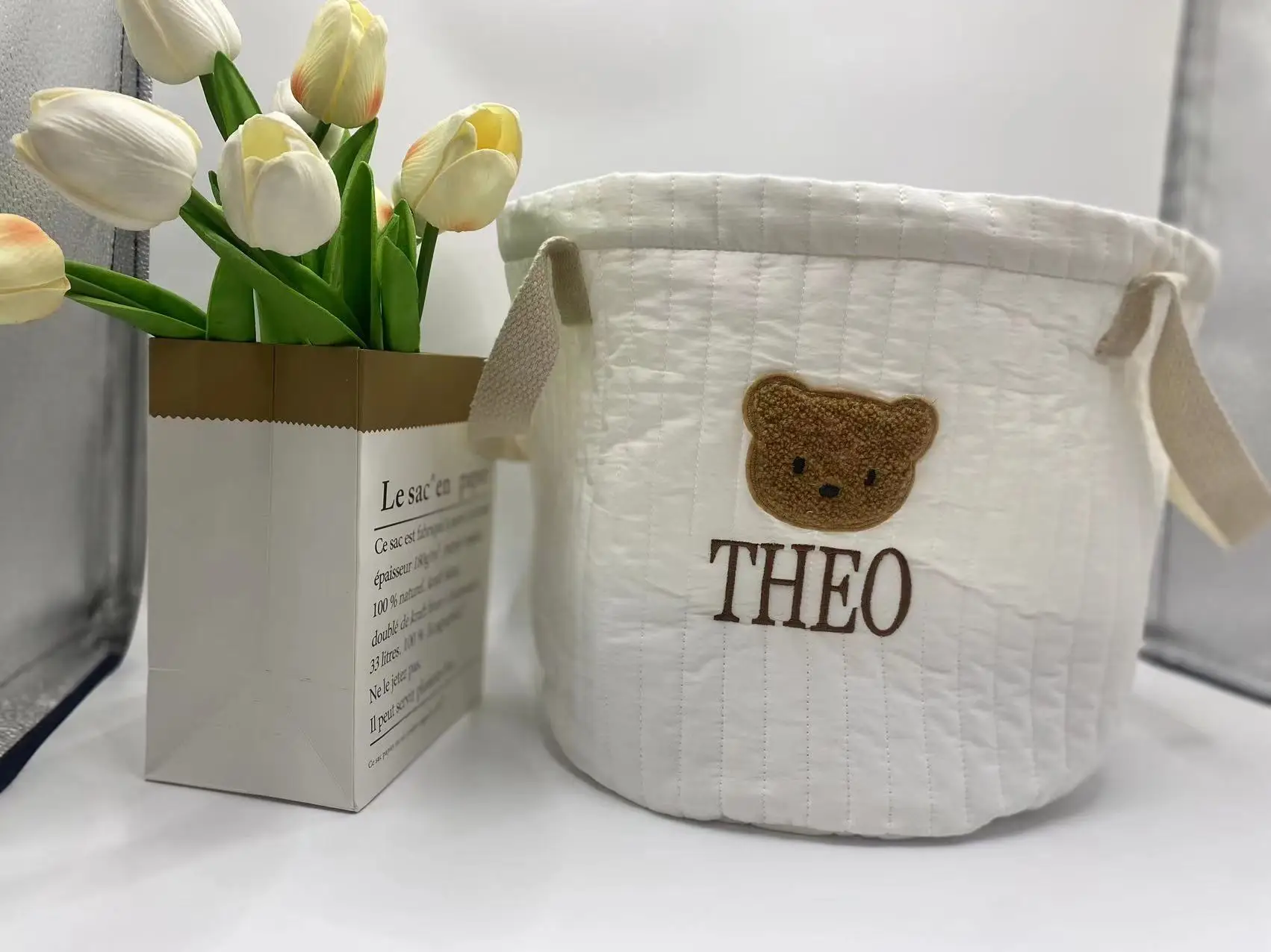 Personalized Name Storage Organizer Basket com Animal Print, Baby Toys Storage, Personalized Fralda Classificação