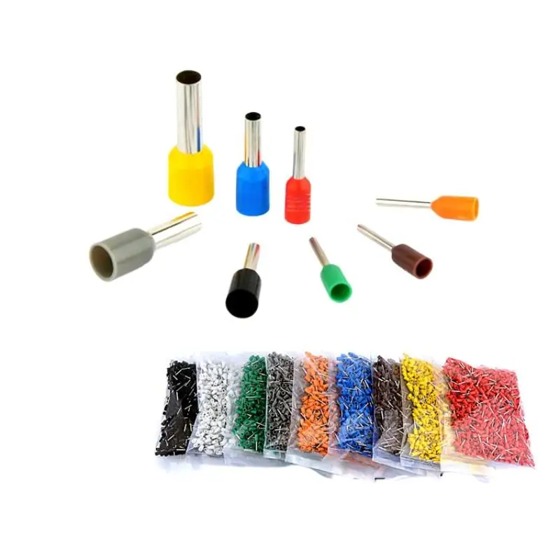 【HG】1000Pcs E0508 E7508 E1008 E1508 E2508 Ring Sleeve Tubular Crimp Terminals Electrical Wire Cable Ferrules Connectors