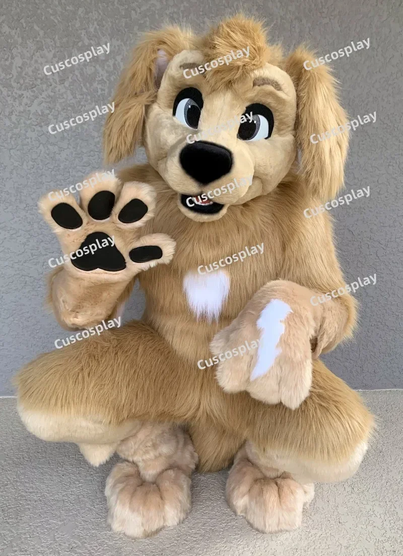 Christmas Brown Fur Fox Dog Husky Mascot Costume Furry Suit Fursuit Halloween Christmas Birthday Party Gift