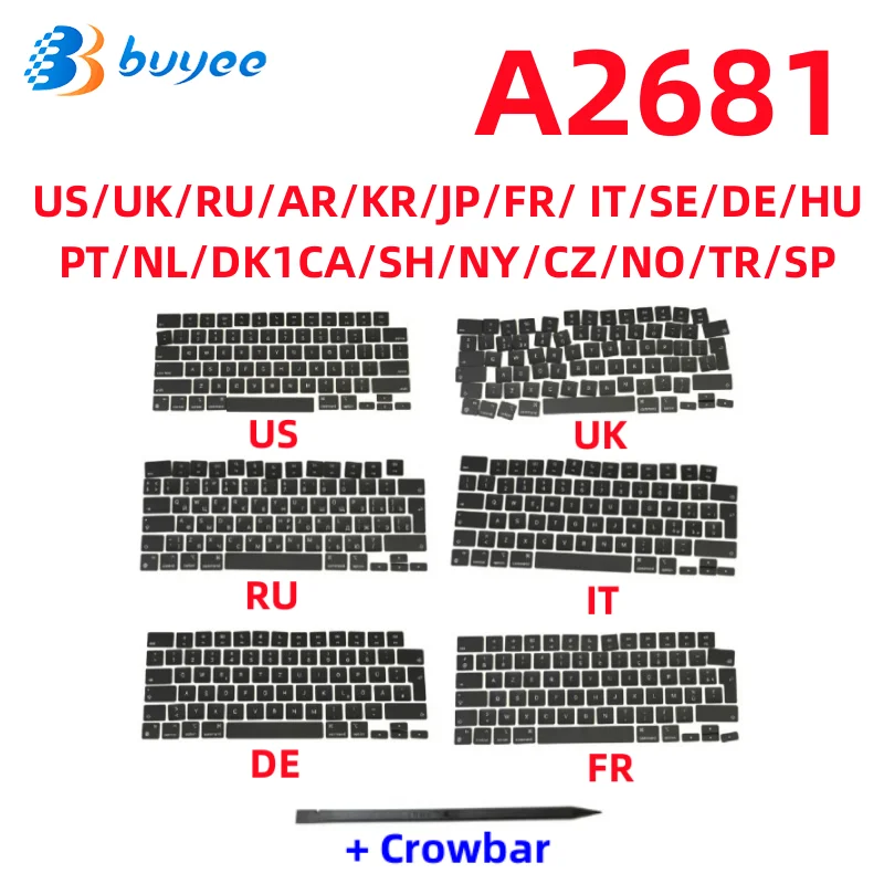 

Original New For Macbook Air 13.3" M2 A2681 2022 Keyboard Full Keycaps English US UK Russian French Arabic Germany KR JP IT SE