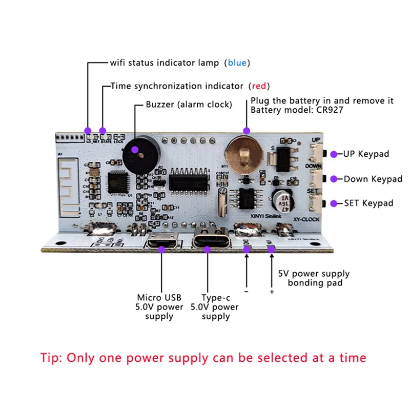 B44C 3X Wifi Time Service Clock Module ساعة أوتوماتيكية DIY ساعة إلكترونية رقمية خدمة وقت الشبكة اللاسلكية باللون الأبيض