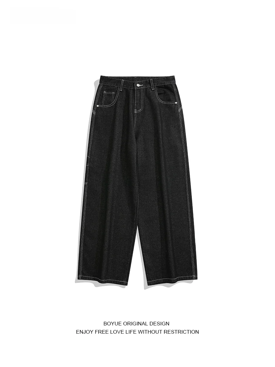 

Boyue Straight Leg Jeans Casual ex Jeans American Color Blo Stitching Comfortable Fit All Season Denim Pants
