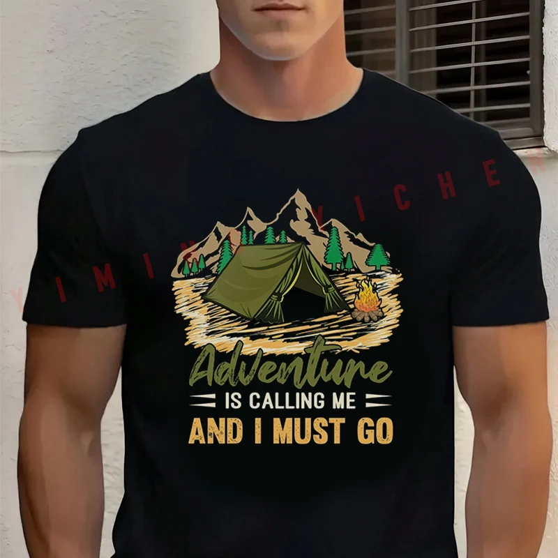 

Men‘s T-shirt High Quality Funny Cotton Adventure Is Calling Me And I Must Go Print Motorcycle Tee Casual O-neck Men Hip Hop Top
