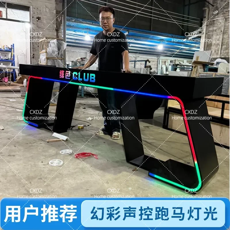 Luminous DJ Desk Mixing Table with Speaker Shelf for Party Club Stage Customizable Flash Light DJing Console Workstation
