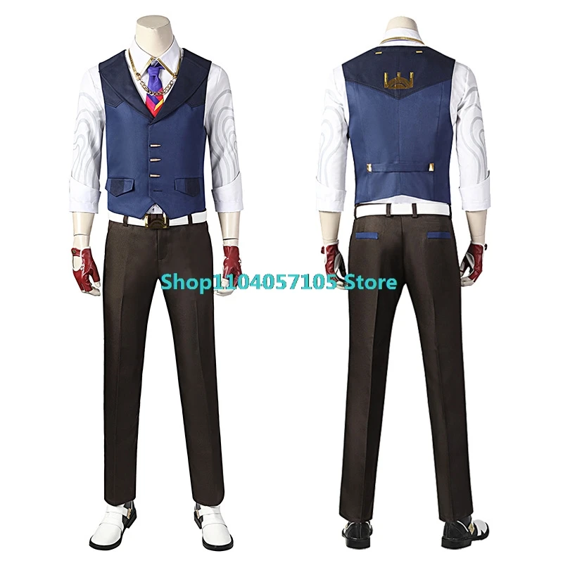 VALORANT Chamber Game Cosplay Costume Wig Suit Vest Pants Neckdie Gloves Men's Women Outfits for Halloween Carnival Suit