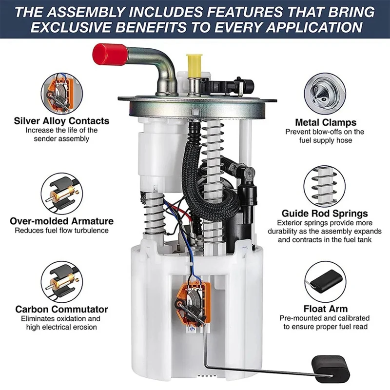 Electric Fuel Pump Module Assembly For Chevy Trailblazer GMC Envoy Buick Rainier 4.2L 2005-2007 E3707M 19153374 Replacement