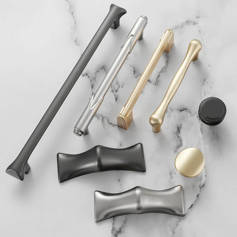 Simple Gold/Black/Matte Nickel Cabinet Handles Zinc Furniture Pulls Dresser Drawer Wardrobe Knobs Shoes Cabinet Bar