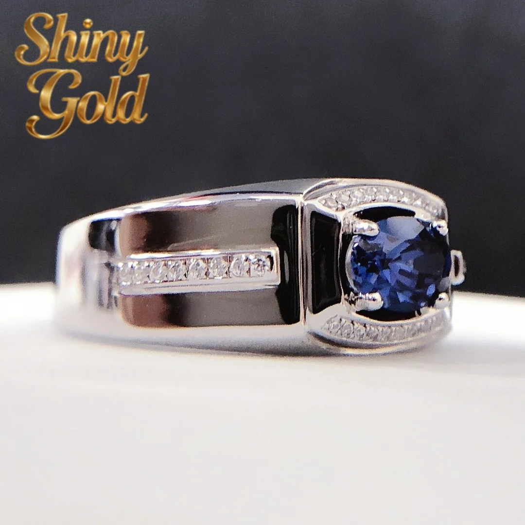 

ShinyGold Impeccable 585 Make Ring 1Ct EGG Oval Cut Diamond Engagement Rings AU585 14K White Gold Ring Top Quality Man Jewelry