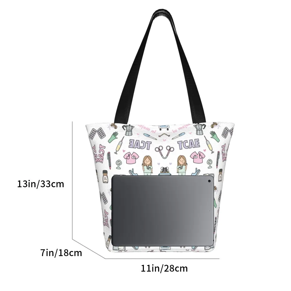 Stylish Women Doctor Nurse Enfermera En Apuros Top Handle Bag With Zipper Opening Stuff Handbag Tote Bag