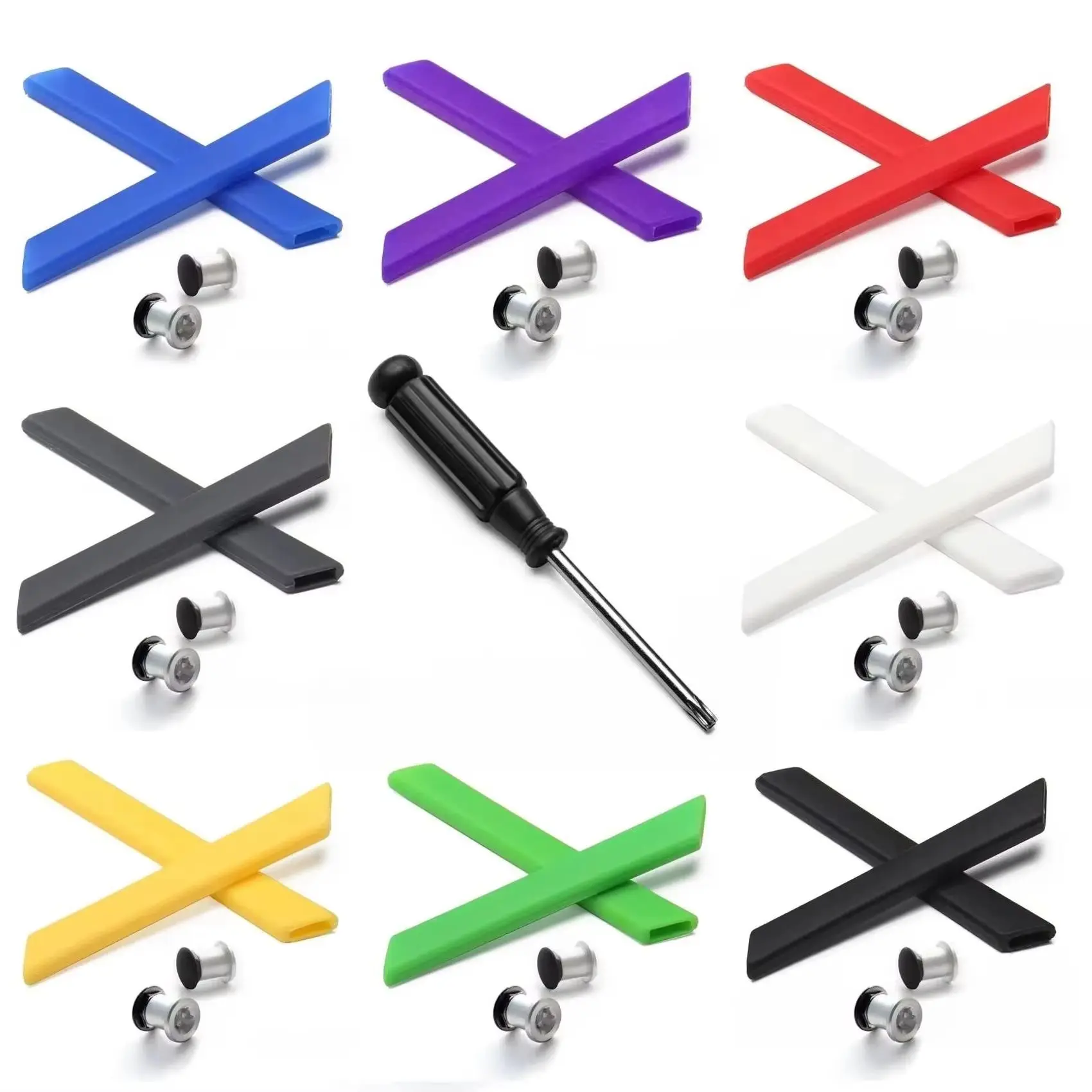 Qyvolux Replacement Ear Socks & Hardware Kit: Bolts + Screwdriver for Oakley Jawbone/Racing/Split Jacket Sunglasses Frame