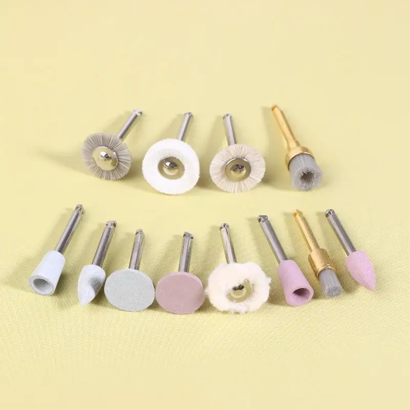 12Pcs/set High Quality! Silicone And Brush Grinding Head Mixed Polishing Set High-gloss Polishing With Polishing Paste