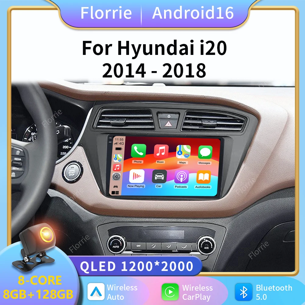 2K Android 16Car Radio For Hyundai I20 2 II GB 2014 2015 2016 2017 2018 GPS Navigation 5G WIFI Multimedia Video Player Bluetooth