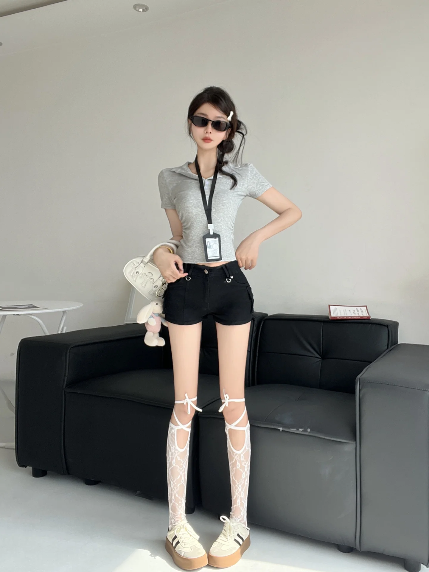 Vêtements de travail taille basse pantalons ort pantalons chauds d'été pour femmes Leggy américain aalyptique rétro marron Design Sensation filles épicées