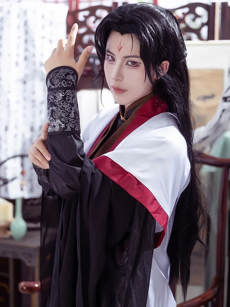 Das selbst sparende System des Abschaum schurken Anime Luo Binghe Cosplay Kostüm altes Kostüm Cosplay Perücke Schuhe Requisite für Halloween-Anzug