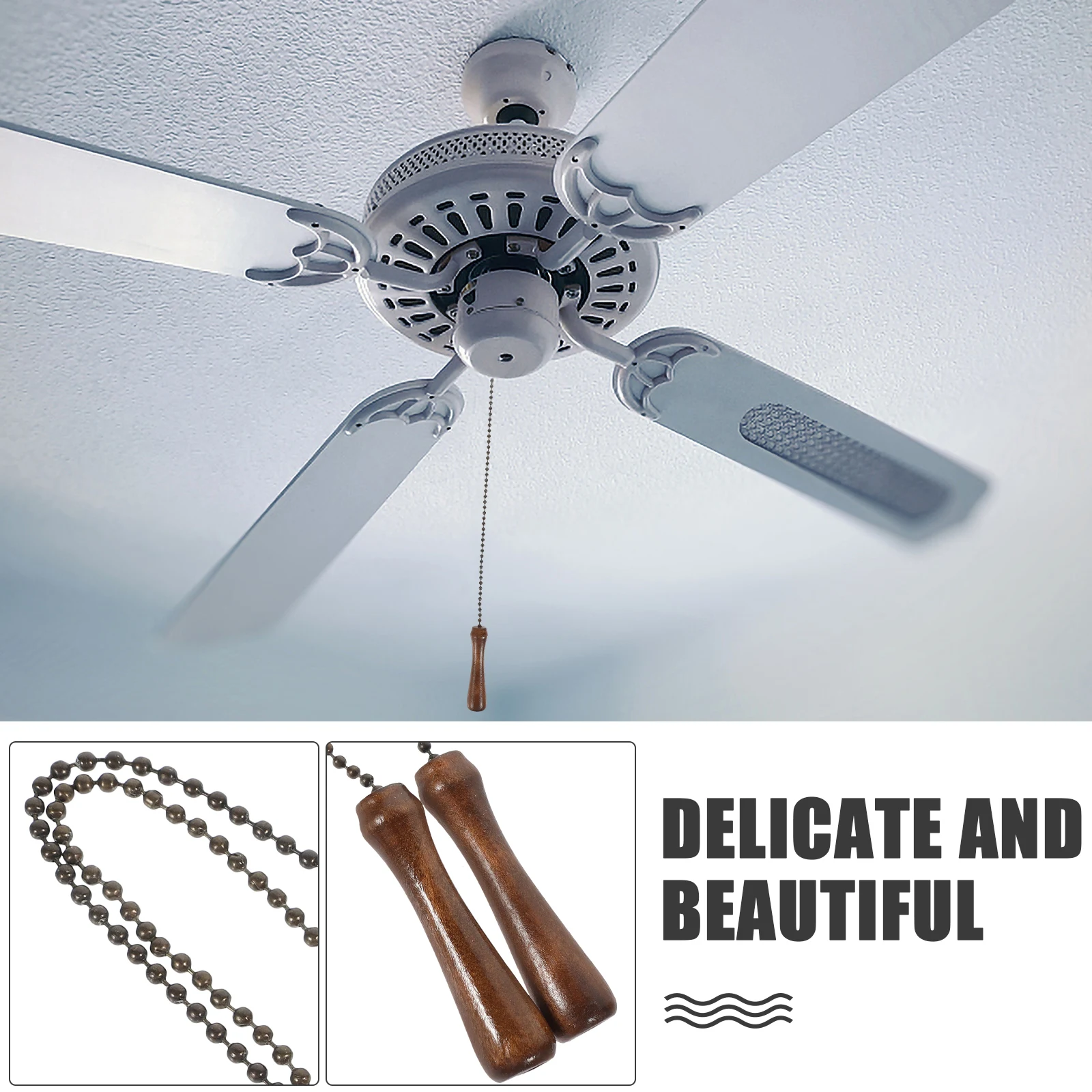 

2Pcs Wooden Stick Bronze Ceiling Fan Pull Chains Chain Pendant Party Decoration Chandelier Pendant