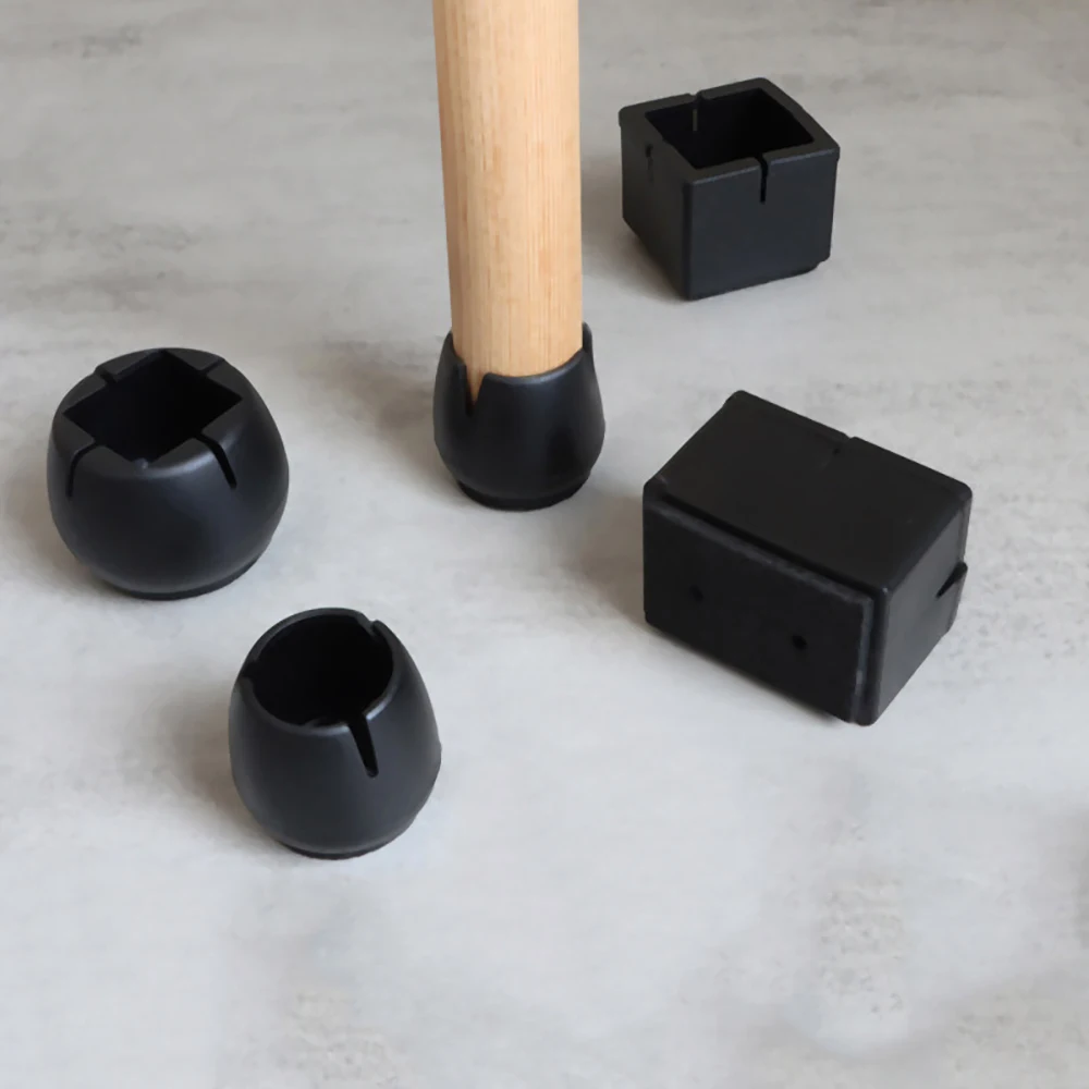 Black PVC Table&chair Foot Covers Quiet and Durable Furniture Foot Covers Thick Wear-Resistant&anti Slip Protective Covers