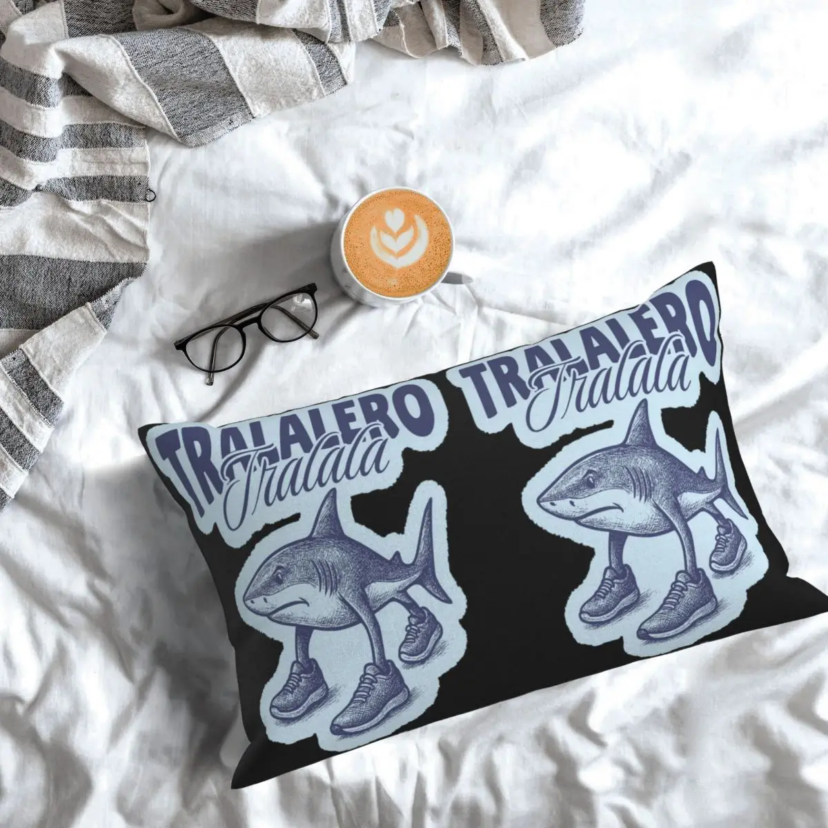 Tralalero Tralala Shark Italian Brainrot Rectangle Pillowcase Cushion Cover Decorative Bedroom Bed Home Comfort Throw Pillow