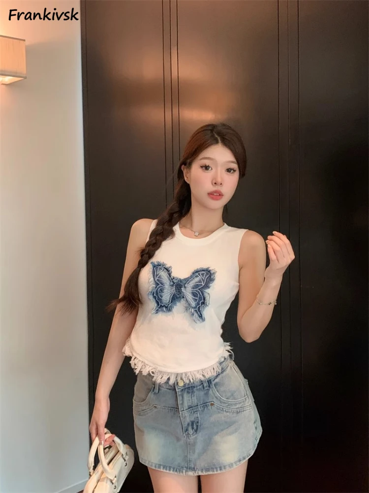 Tanks Women Hotsweet Daily Fashion European Style All-match Summer Shinny Casual Breathable Personality Cozy College Aesthetic