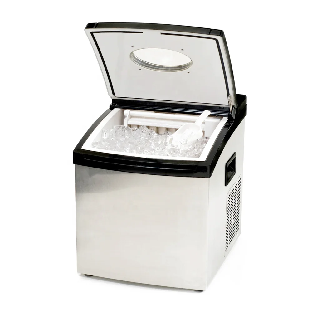 10-15 كجم المحمولة مربع مكعب آلة صنع الثلج التجارية مطعم بار المشروبات الباردة المنزلية الفولاذ المقاوم للصدأ مكعب صانع الثلج