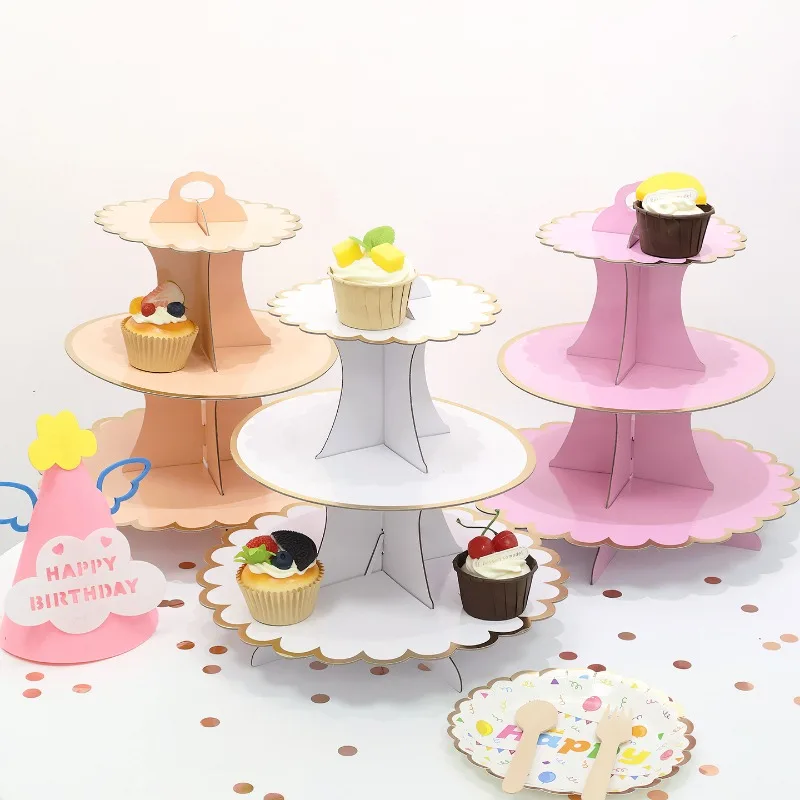 

3 Tier Cake Stand Gold Foil Dessert Table Decorations Birthday Party Supplies Multi Level Cake Holder Elegant Bakery Display‌