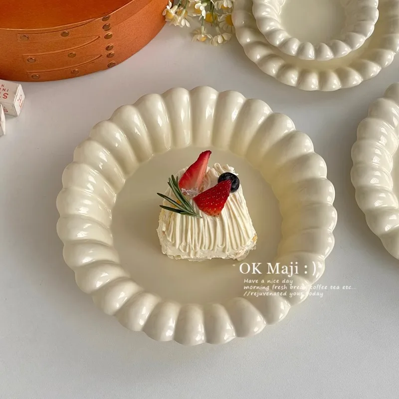 High-looking Ceramic Plate, Household Western-style Dinner Plate, Round Plate, Flat Plate, Dessert Plate, Pasta Plate