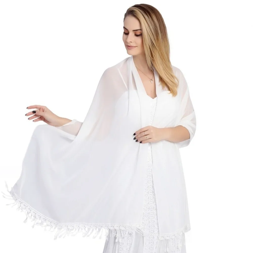 

Шифоновая женская шаль: длинная, для защиты от солнца, для свадьбы и вечеринок, элегантная, из легкой ткани, для вечерних выходов, лето-весна