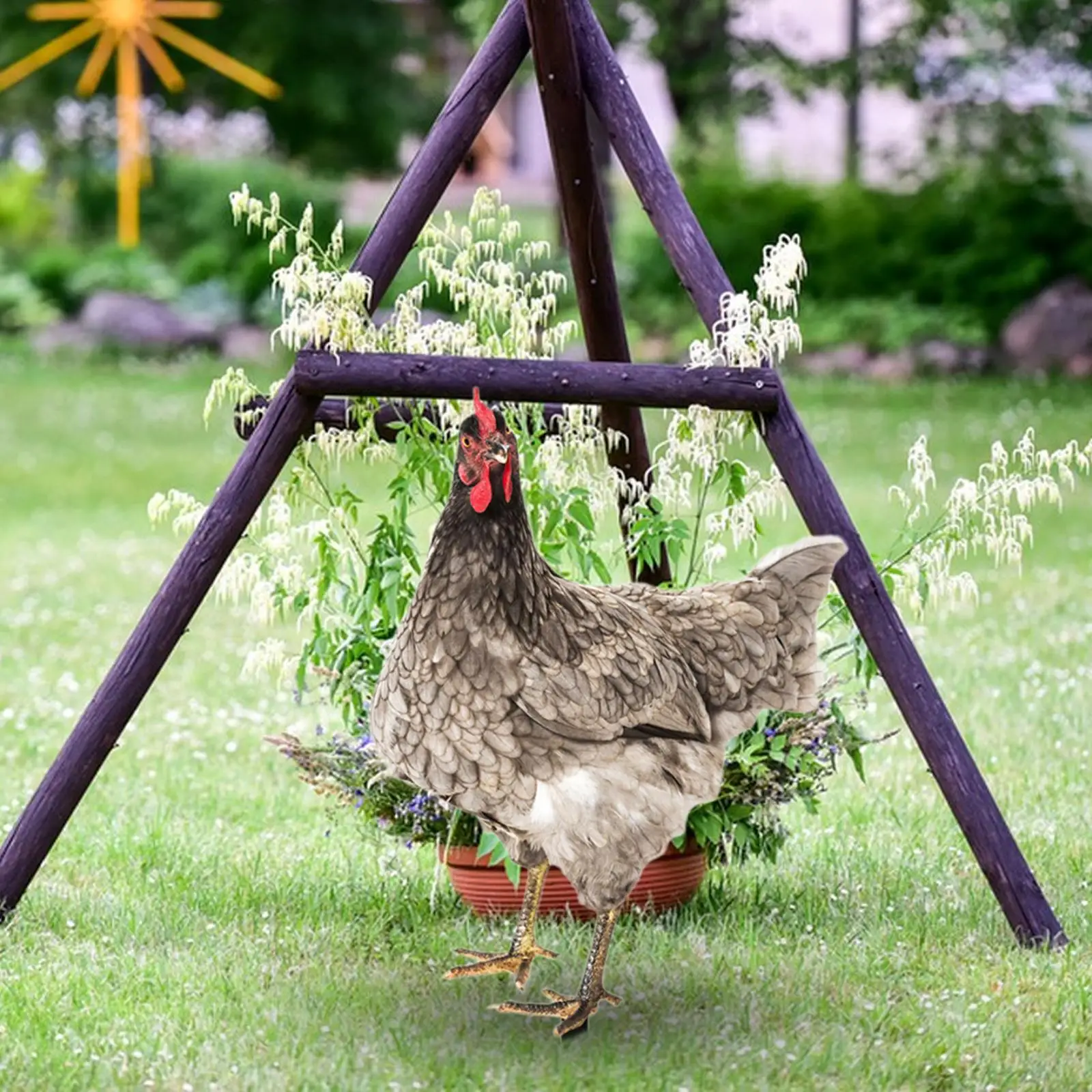 Rooster Yard Stake Gift Sign Charm Hen Lawn Ornament Chicken Garden Statue for Farmhouse Hallway Party Thanksgiving Flower Bed
