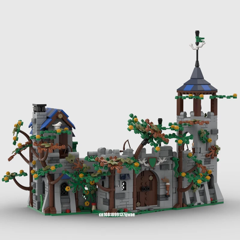 Castelo medieval europeu do homem da floresta para crianças, ideias criativas diy, conjuntos de presentes de Natal, blocos plásticos, nova montagem