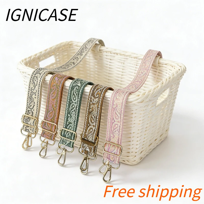 IGNICASE New 3.8cm Bag Accessories Canvas Webbing Adjustable Single Shoulder Oblique Span Bag Strap Contrasting Color Wide Strap