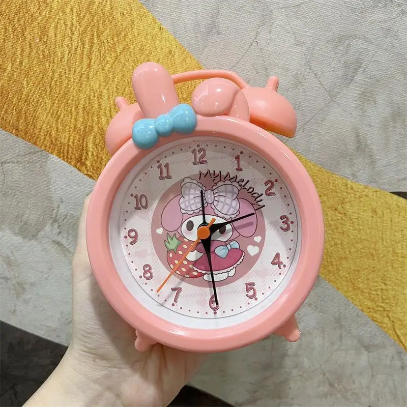 Nuevo reloj despertador para niños de dibujos animados de Kuromi Hellokitty, reloj de escritorio creativo y lindo, potente herramienta de despertador