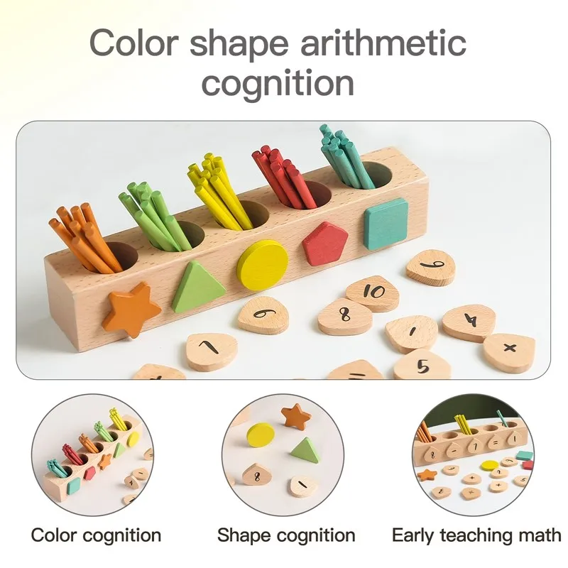 1Set di giocattoli in legno bastoncini colorati per il conteggio numero blocchi di alfabeto bastoncini di intelligenza in legno sussidi didattici Montessori giocattolo matematico