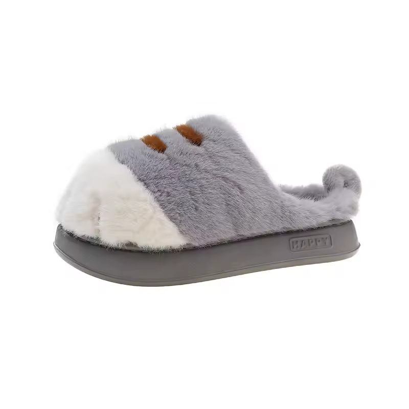 New Adorable Kitty Claw Slippers Women's Home Shoes Non Slip Furry Mules Female Fashion Warm Fluffy Slides Outdoor Cat Slippers - Image 9