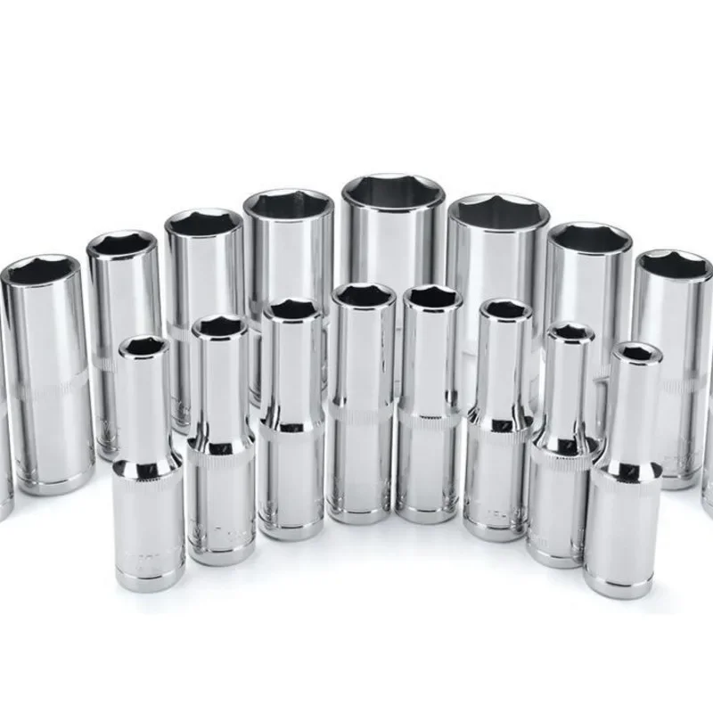 11pcs Metric Long Chrome Socket Set 1/4-Inch Drive 6-Point Deep Socket From 4 Mm To 14 Mm Professional Grade