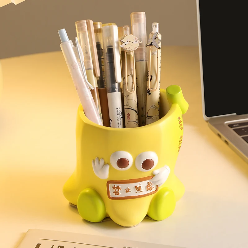 Cream Style Pen Holder Large Capacity Desktop Storage Box Minimalist Aesthetic Office Desk Decoration Teacher's Day Gift