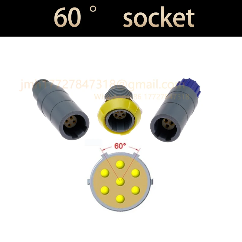 1P.PRB.PKB.60°; Push-pull self-locking plastic connector for medical devices with pins 2, 3, 4, 5, 6, 7, 8, 9, 10, 12, and 14