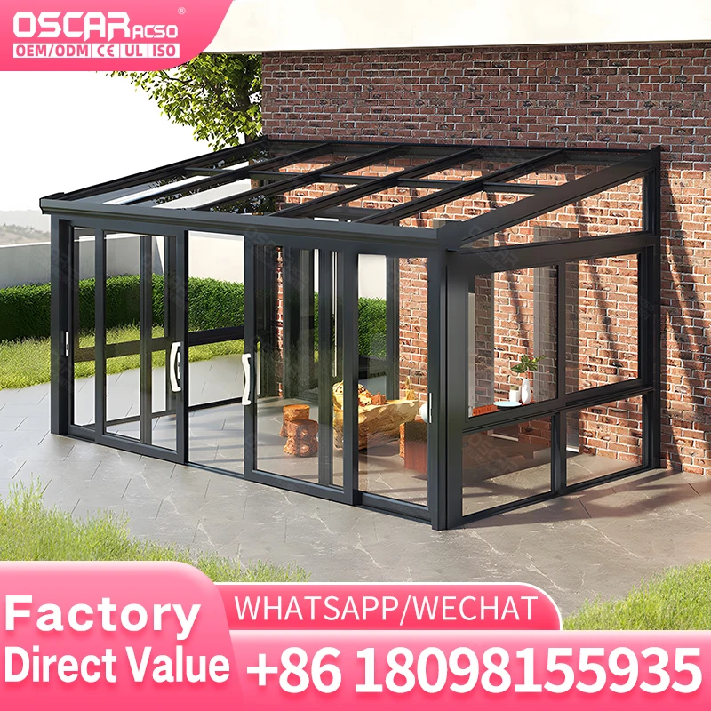 Aluminum Sunroom Glass House Conservatory Canopy Pergola Gazebo for Garden Patio Deck Customized by Factory