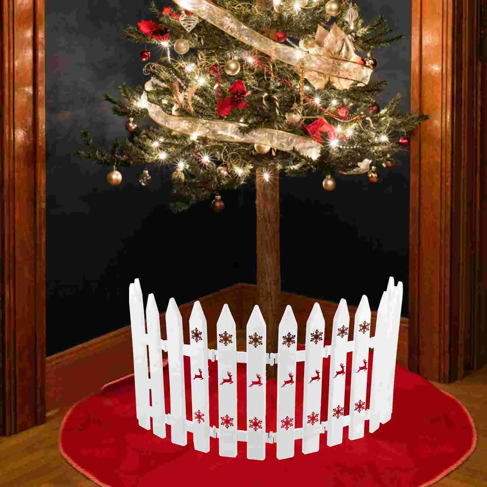 10 peças árvore de natal cerca branca pequena borda de jardim decorações decorativas internas