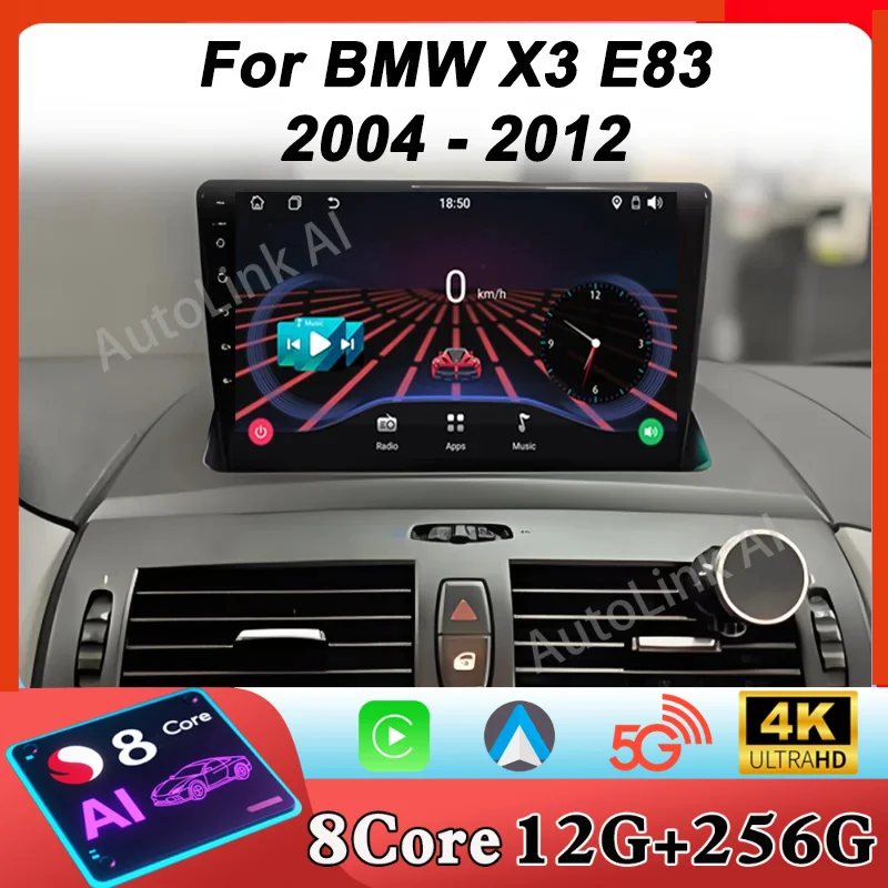 Autoradio Android Auto pour BMW X3 E83 2004 - 2012 GPS Navigation Carplay écran tactile Autoradio 8 Core DSP Bluetooth RDS