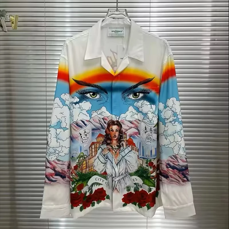 2026 Unisex Casual Long Sleeve Shirt, Printed Men's & Women's Top 100% Polyester Fiber Fashion Comfort Wear