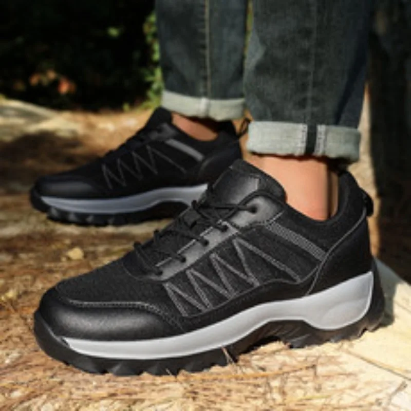 

Platform Walking Shoes for Men Breathable Mesh Casual Sports Shoes Man's Brown Chunky Sneakers Anti Slip Shoes