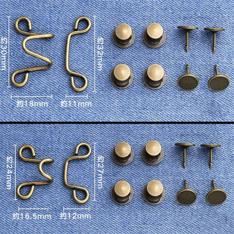 1set Pearl Jeans Waist Buckle Adjustable Nail-free Snaps Fastener Button Detachable Waist Tightener Household DIY Sewing Tools