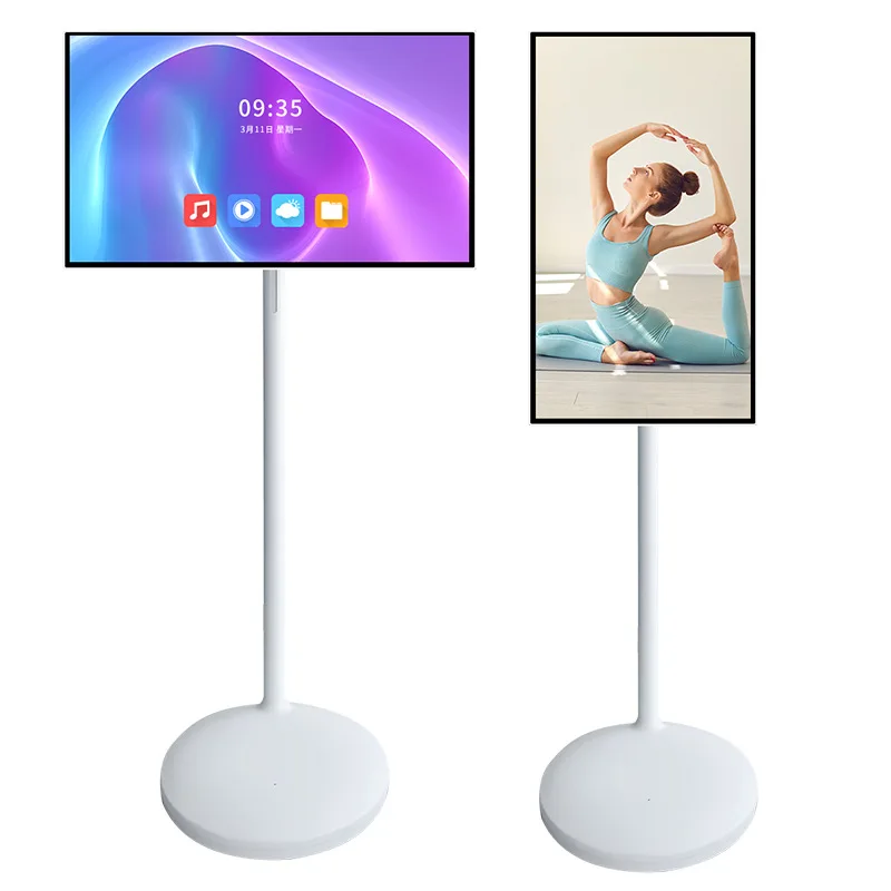 

Floor Standing Portable Smart Home TV with Wheels Digital Signage Movable Free Play Tablet PC