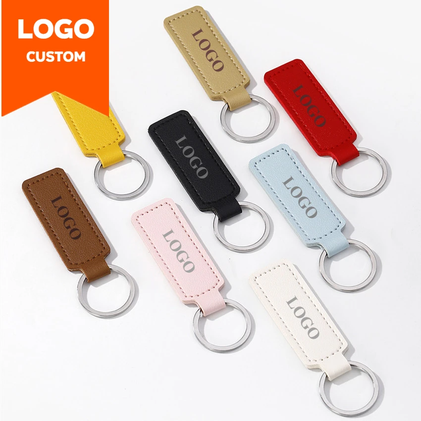 Custom PU Leather Buckle Keychain Pendant Car Bag Key Chain Holder Laser Engrave Personalize Logo Keyring Gift for Men and Women