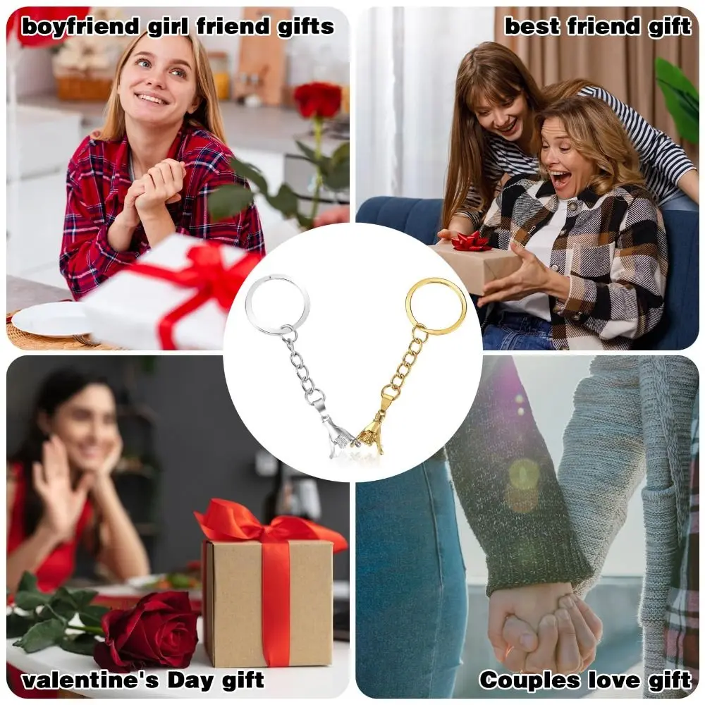 2PCS New Zinc Alloy Couple Keychains Couple Pendants Bag Accessories Pinky Promise Keychain Portable Hand in Hand Keyring