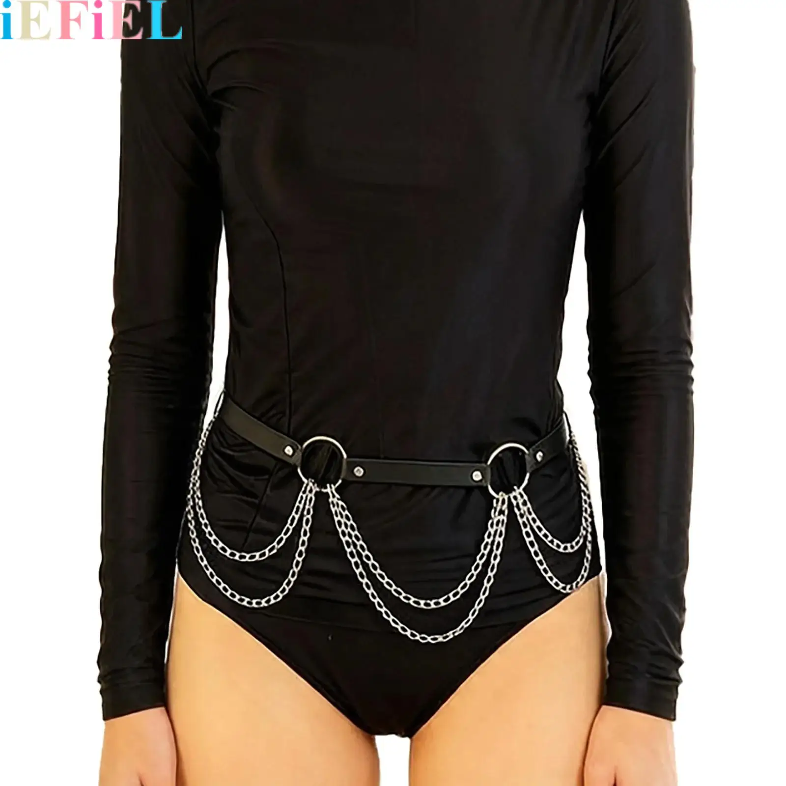 

Women Punk Leather Belts Goth Rock Garters Strap for Woman Adjustable Waist Chain Belt Street-dance Show Performance