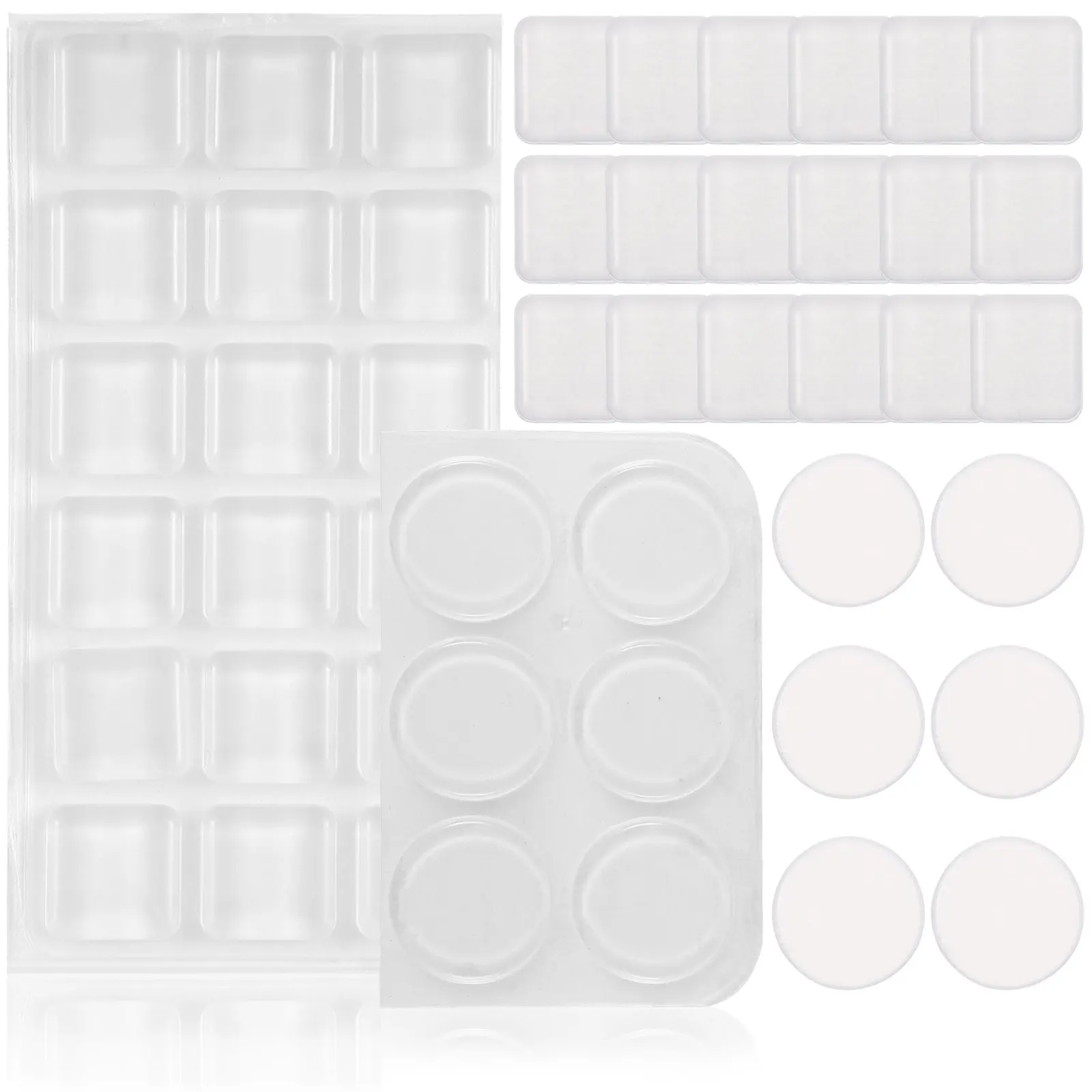 54Pcs Cabinet Door Bumpers Clear Silicone Furniture Bumpers Adhesive Pads Anti Impact Noise Reduction for Cabinets Cupboards