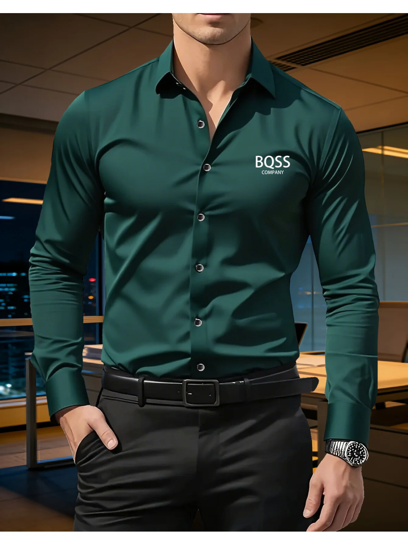 

Premium Long-Sleeve Shirts for Men Suitable for Spring And Summer, Showcasing a Fashionable Letter Print Ideal for Casual, Profe
